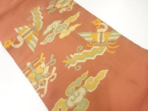 鳳凰に花模様織出し名古屋帯